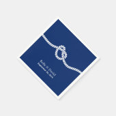 ネイビーブルーの結び航海の結び結婚の スタンダードカクテルナプキン (角)