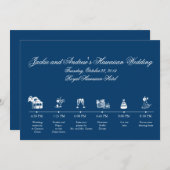 ネイビーブルーの結婚式の受付時間割表 プログラム (正面/裏面)