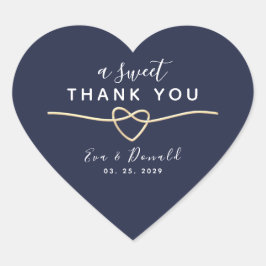ネイビーブルーの結婚式の引出物用ステッカー A Sweet Thank You ハートシール