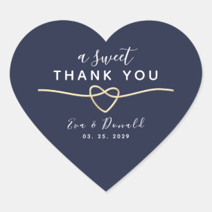 ネイビーブルーの結婚式の引出物用ステッカー A Sweet Thank You ハートシール