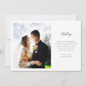 ネイビーブルーの結婚式の御礼カード 白い文字 サンキューカード (裏面)