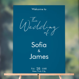 ネイビーブルーの結婚式ウェルカムサイン 高級感あふれるデザイン アクリルサイン