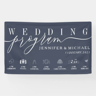 ネイビーブルーの結婚式パーティープログラム 横断幕