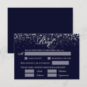 ネイビーブルーの結婚式出欠返信カード 招待状 (正面/裏面)
