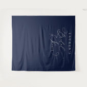 ネイビーブルーの結婚式前お披露目写真用背景 タペストリー (正面(横))