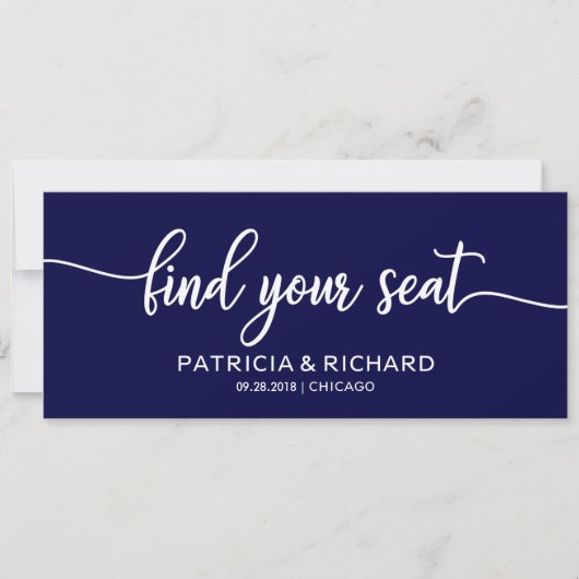 ネイビーブルーの結婚式席次表タイトルカード 招待状 (正面)