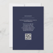 ネイビーブルーの結婚式日付QRコードミニマリストデザイン 招待状 (裏面)