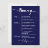 ネイビーブルーの結婚式 ウェルカム アイテム 時刻表 レター 招待状 (裏面)