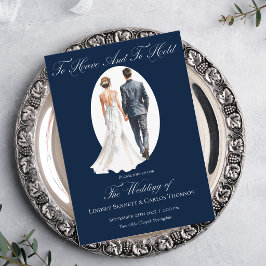 ネイビーブルーの結婚式 招待状「To Have and to Hold」 招待状