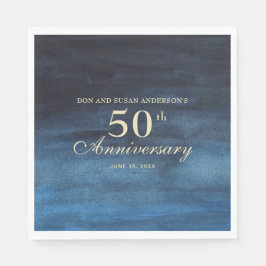 ネイビーブルーの結婚50周年記念 スタンダードランチョンナプキン