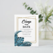 ネイビーブルーの緑が日付はがきを変更 ポストカード (スタンド正面)