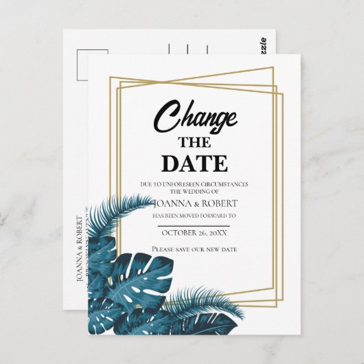 ネイビーブルーの緑が日付はがきを変更 ポストカード (正面/裏面)