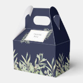 ネイビーブルーの緑のモノグラム結婚葉 フェイバーボックス (裏面サイド)