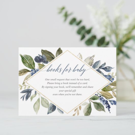 ネイビーブルーの緑の葉書リクエスト エンクロージャーカード (スタンド正面)