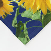 ネイビーブルーの美しい黄色のひまわり フリースブランケット (角)