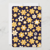 ネイビーブルーの背景が美しいクリスマス・クッキー・リース 招待状 (裏面)