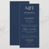 ネイビーブルーの背景にあなたのイニシャル　モダンでエレガント メニュー (正面/裏面)