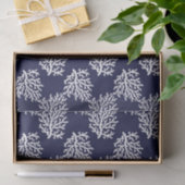 ネイビーブルーの背景に白いサンゴ 薄葉紙 (ギフト)