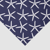 ネイビーブルーの背景に白いヒトデ 薄葉紙 (詳細)