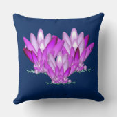 ネイビーブルーの背景に蓮の花ピンク クッション (裏面)