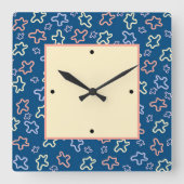 ネイビーブルーの背景の抽象芸術要素 スクエア壁時計 (正面)