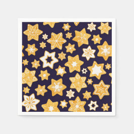 ネイビーブルーの背景を持つクリスマスクッキーリース スタンダードカクテルナプキン