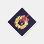 ネイビーブルーの背景を持つクリスマスクッキーリース スタンダードカクテルナプキン (角)