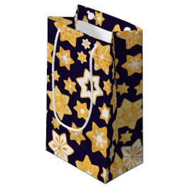 ネイビーブルーの背景を持つクリスマスクッキーリース スモールペーパーバッグ