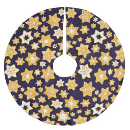 ネイビーブルーの背景を持つクリスマスクッキーリース ブラッシュドポリエステルツリースカート