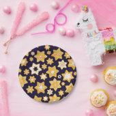 ネイビーブルーの背景を持つクリスマスクッキーリース ペーパープレート (パーティー)