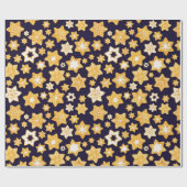 ネイビーブルーの背景を持つクリスマスクッキーリース ラッピングペーパー (フラット)