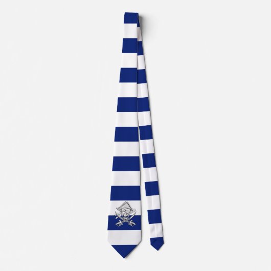 ネイビーブルーの航海の海賊に似たクロストライプーム ネクタイ (正面)