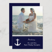 ネイビーブルーの航海テーマの結婚式後写真招待状 招待状 (正面/裏面)