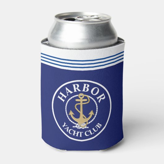ネイビーブルーの航海モノグラムボトルクーラー 缶クーラー (缶正面)