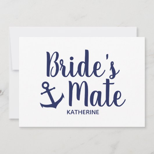 ネイビーブルーの航海士の花嫁の介添え人 招待状 (正面)