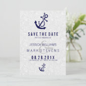ネイビーブルーの航海用ボートアンカー セーブ・ザ・デート (スタンド正面)