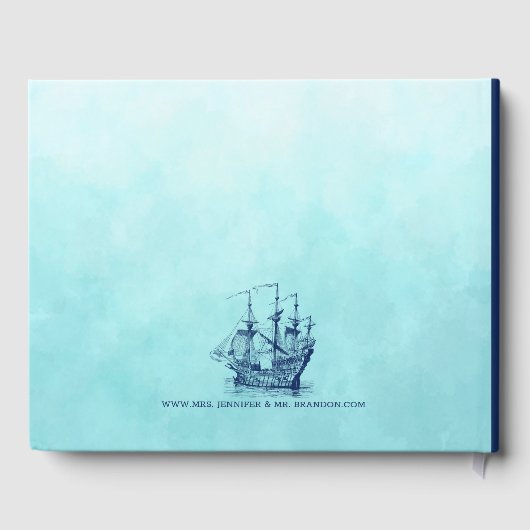 ネイビーブルーの航海風の帆船 ゲストブック2 ゲストブック (裏面)