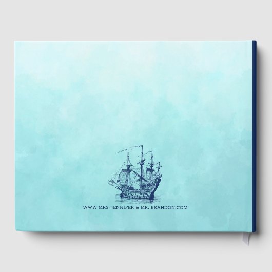 ネイビーブルーの航海風帆船 ゲストブック (裏面)