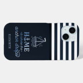 ネイビーブルーの船と錨 Case-Mate iPhoneケース (裏面 (横))