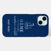 ネイビーブルーの船のデザイン Case-Mate iPhoneケース (裏面 (横))