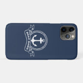 ネイビーブルーの船名と錨 Case-Mate iPhoneケース (裏面(横))