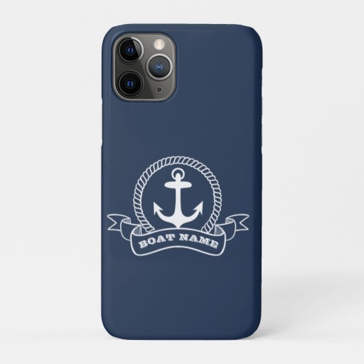 ネイビーブルーの船名と錨 Case-Mate iPhoneケース (裏)