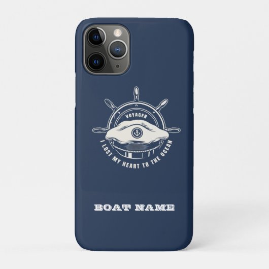 ネイビーブルーの船名プレートナウティカルテーマ Case-Mate iPhoneケース (裏)