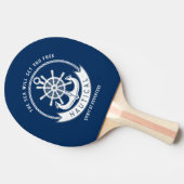 ネイビーブルーの船輪・アンカー 卓球ラケット (横)