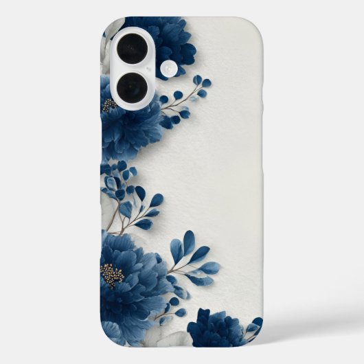 ネイビーブルーの芍薬iPhoneケース Case-Mate iPhoneケース (裏面)