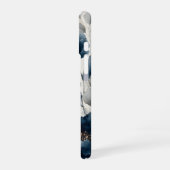 ネイビーブルーの花々 iPhone 16ケース (左側面)