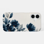 ネイビーブルーの花々 iPhone 16ケース (裏面横)
