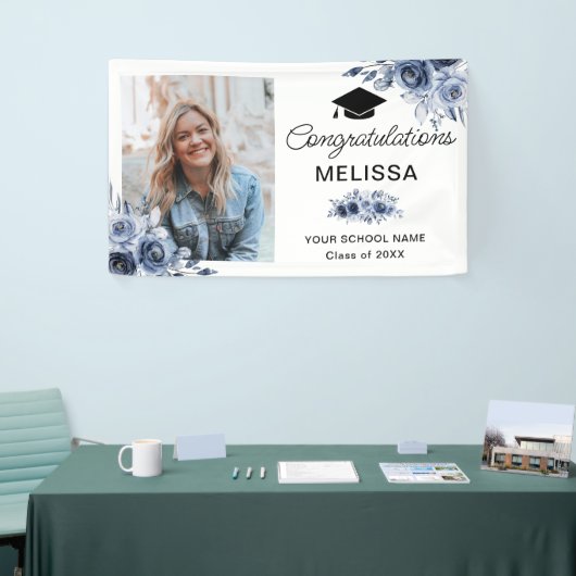 ネイビーブルーの花おめでとう 横断幕 (トレードショー)