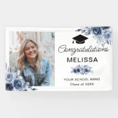 ネイビーブルーの花おめでとう 横断幕 (横)