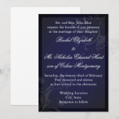 ネイビーブルーの花が咲く 招待状 (正面/裏面)